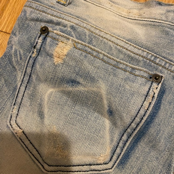 Women's distressed low rise mini jean shorts with unique embroidered design - Picture 12 of 12
